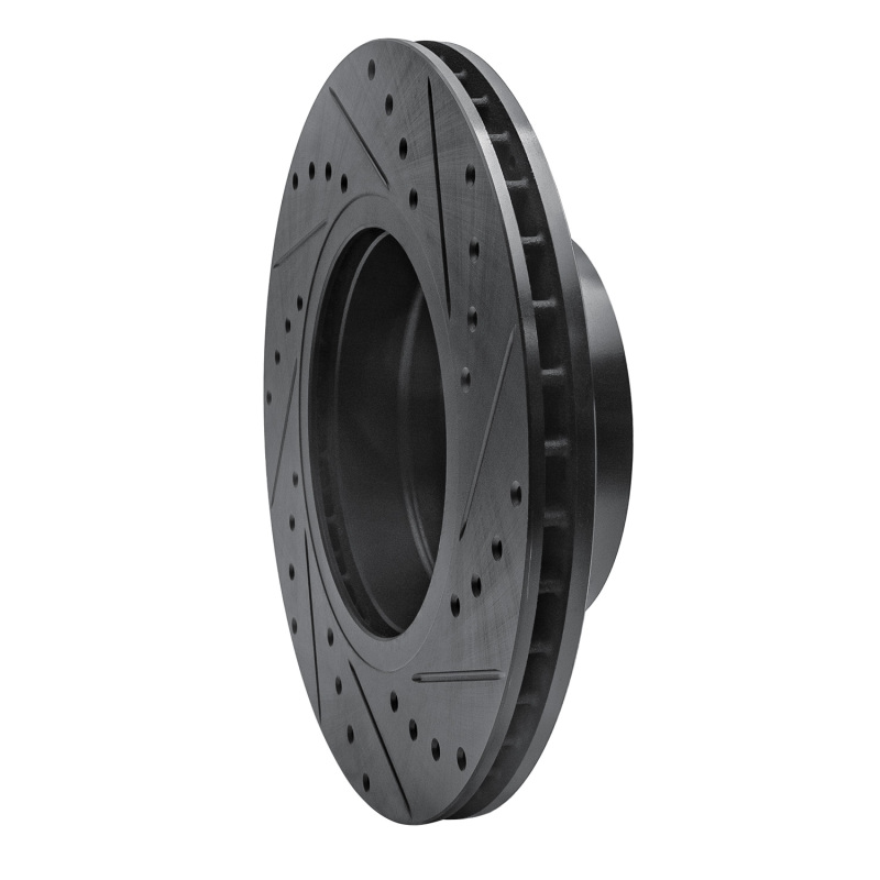 BMW 525i Brake Rotor (1) - Front Left - R1 Concepts - Drilled & Slotted - Black - `04-`10